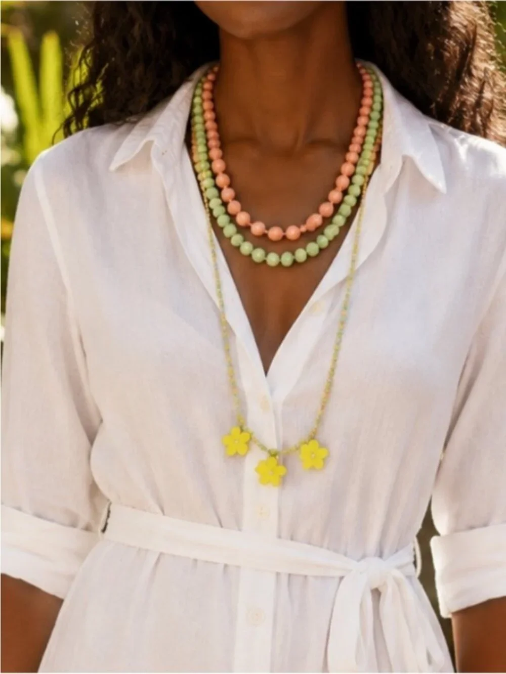 New! Winnie Colorful Beaded Dopamine Necklace Stack Set 3018